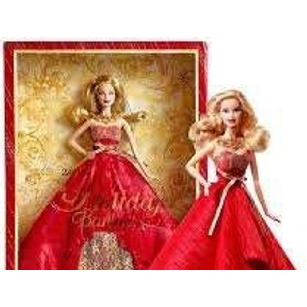 Mattel NEW 2014 Holiday Barbie Doll Collector Edition Red Gown Gold Lace